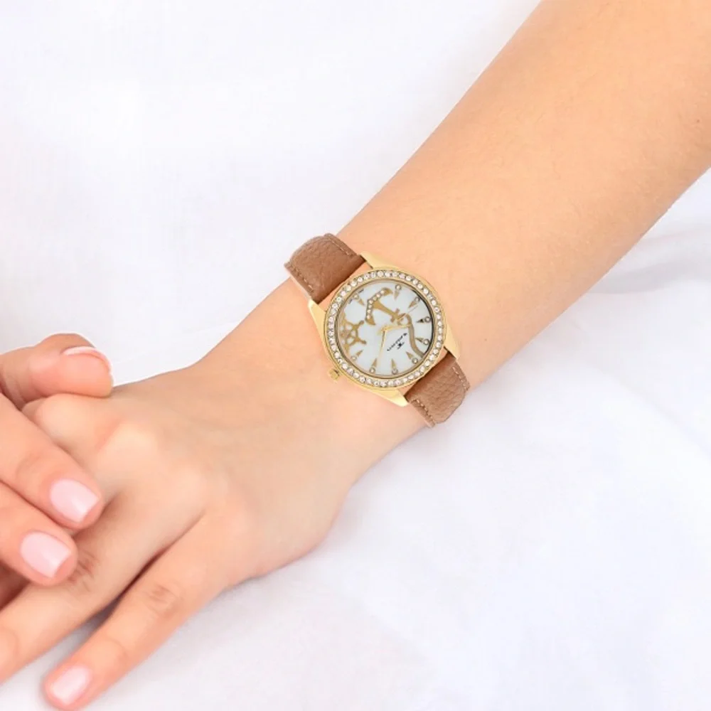 SWAROVSKI Crystal Tan Nautical Watch